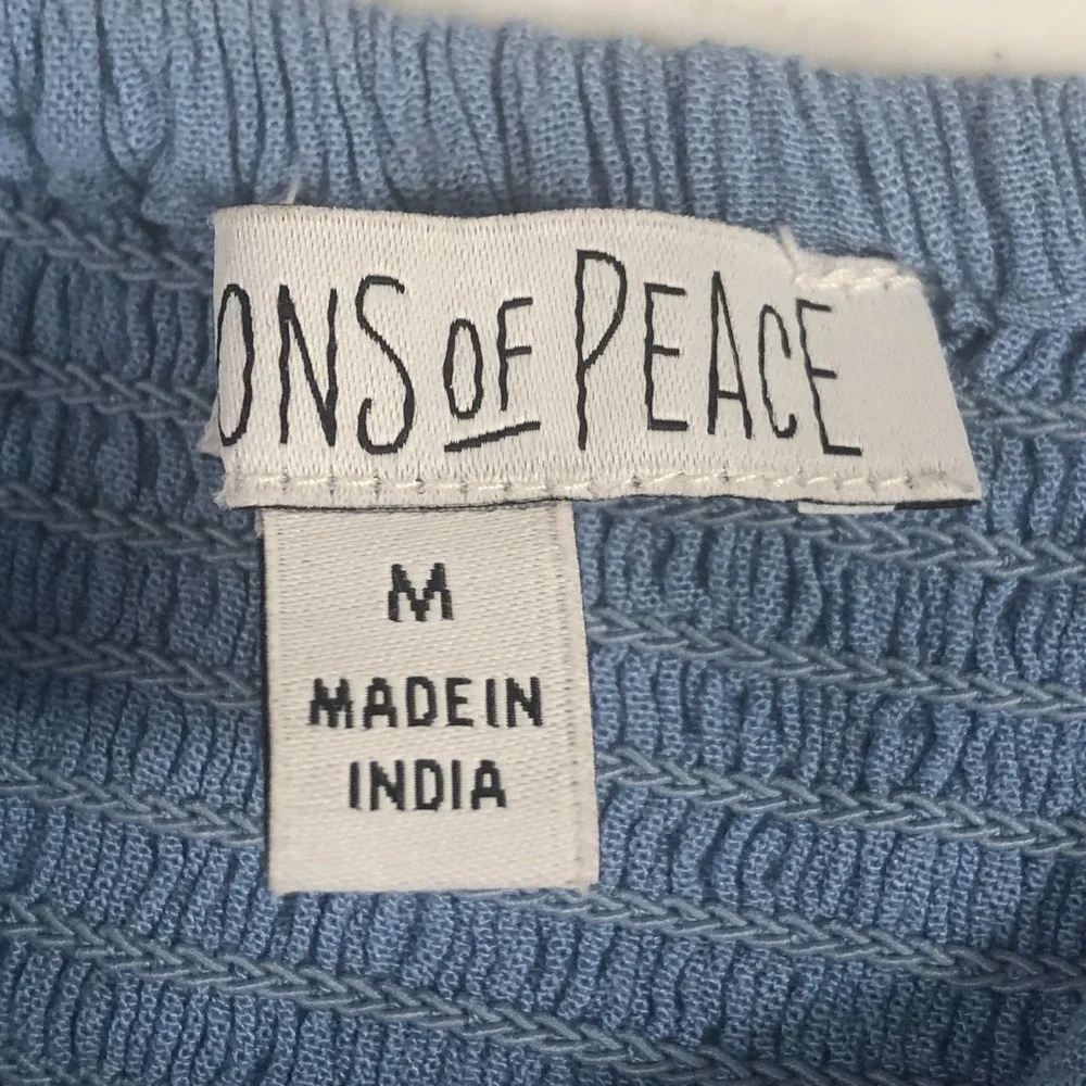 Patrons of Peace Womens Crop Tank Top Medium Blue‎ Ruffle Coastal Cottage Resort - Picture 11 of 11